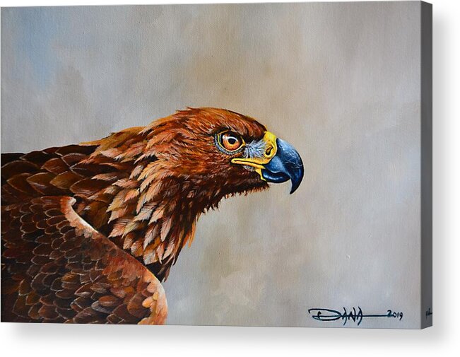 Birds Acrylic Print featuring the painting The Golden Eagle by Dana Newman