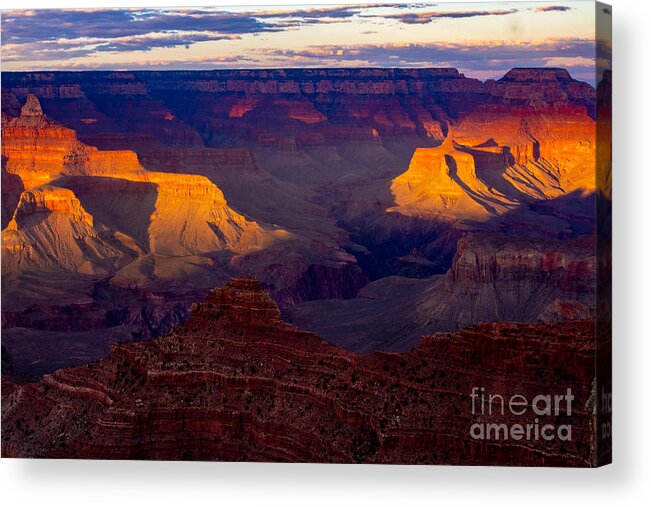 Golden Hour Acrylic Print featuring the photograph The Grand Canyon at Sunset by L Bosco