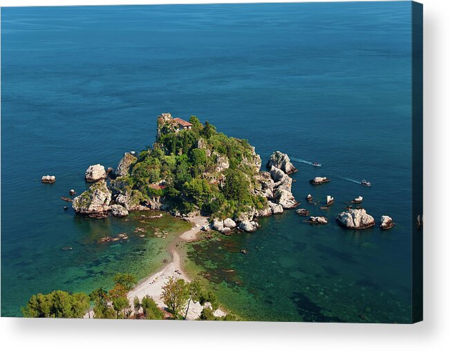 Scenics Acrylic Print featuring the photograph The Island Of Isola Bella In Sicily by Peter Adams