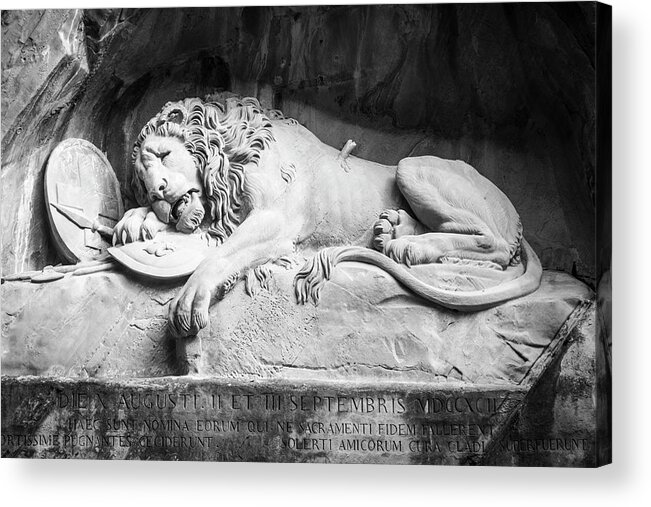 Europe Acrylic Print featuring the photograph The Lion of Lucerne by Mary Lee Dereske