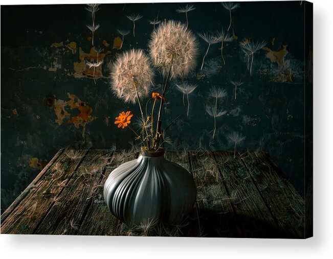 Dandelion Acrylic Print featuring the photograph The Paratroopers by Farid Kazamil