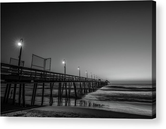 B&w Acrylic Print featuring the photograph The Pier by Bill Chizek