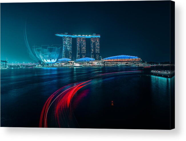 Singapore Acrylic Print featuring the photograph The Red Wake by Carmine Chiriac