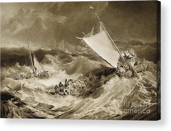 Turner Acrylic Print featuring the drawing The Ship Wreck, 1807 by Charles Turner