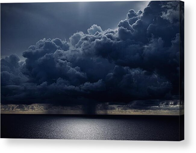 Storm 
Rain
Clouds
Nature
Lagoon
Ocean
Mayotte
Seascape
Landscape Acrylic Print featuring the photograph The Storm by Serge Melesan