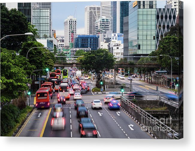High Angle View Acrylic Print featuring the photograph The streets of Singapore by Didier Marti
