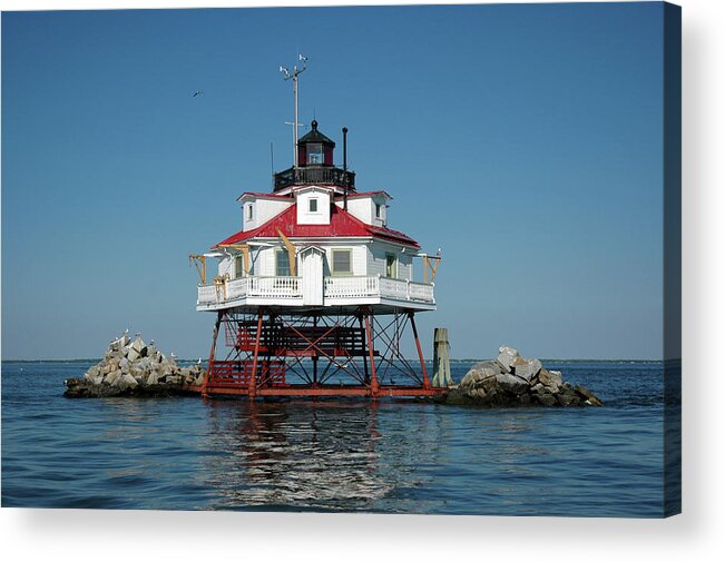 Thomas Point Acrylic Print featuring the photograph Thomas Point Shoal Light by Mark Duehmig