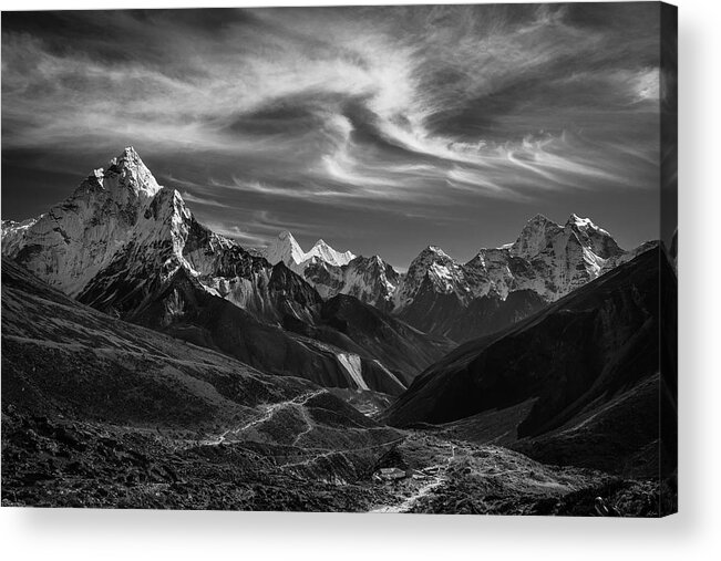 Thukla Pass Acrylic Print featuring the photograph Thukla Pass En Route To Everest by Owen Weber