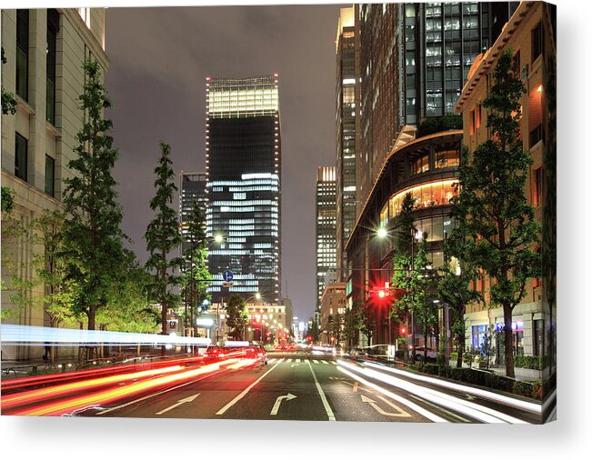 Land Vehicle Acrylic Print featuring the photograph Tokyo Marunouchi Lightstream by Krzysztof Baranowski