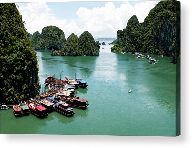 Seascapes Acrylic Print featuring the photograph Tourist boats, Halong Bay, Vietnam by Michalakis Ppalis