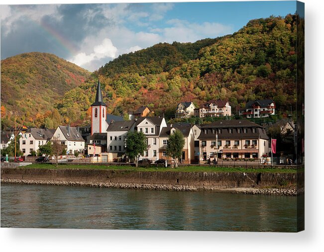 Tranquility Acrylic Print featuring the photograph Town Of Kelsert Along Rhine River by Holger Leue