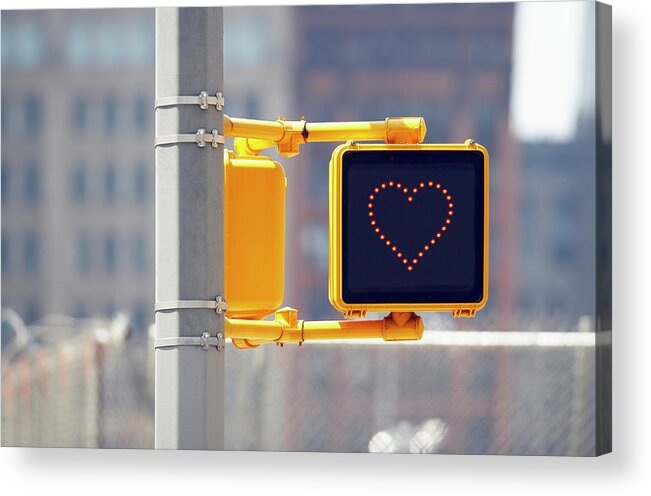 Pole Acrylic Print featuring the photograph Traffic Sign With Heart Shape by Richard Newstead