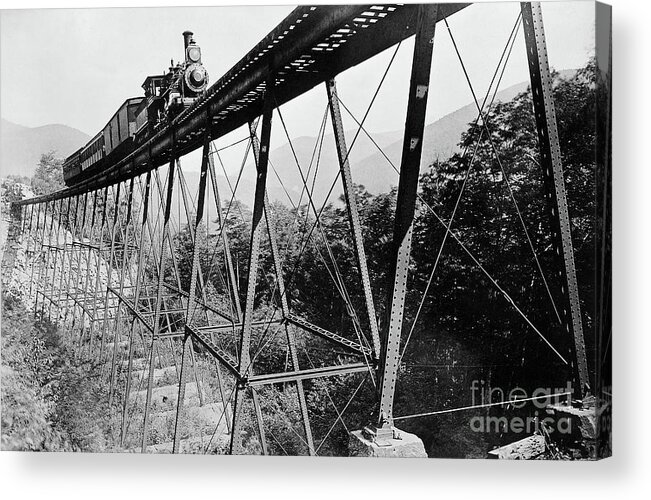 Civil Engineering Acrylic Print featuring the photograph Train Crossing Railroad Trestle by Bettmann