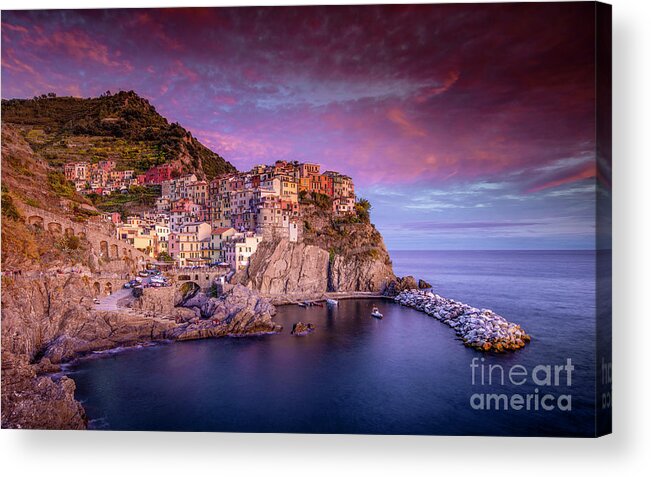 Marco Crupi Acrylic Print featuring the photograph Tramonto Sunset in Manarola by Marco Crupi