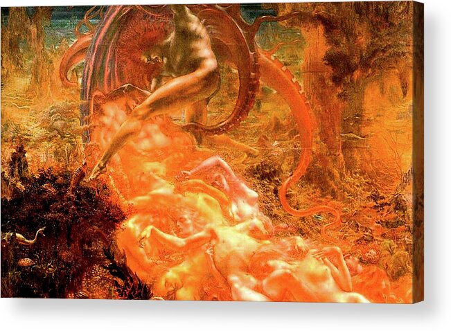 Jean Delville Acrylic Print featuring the painting Treasures of Satan by Jean Delville