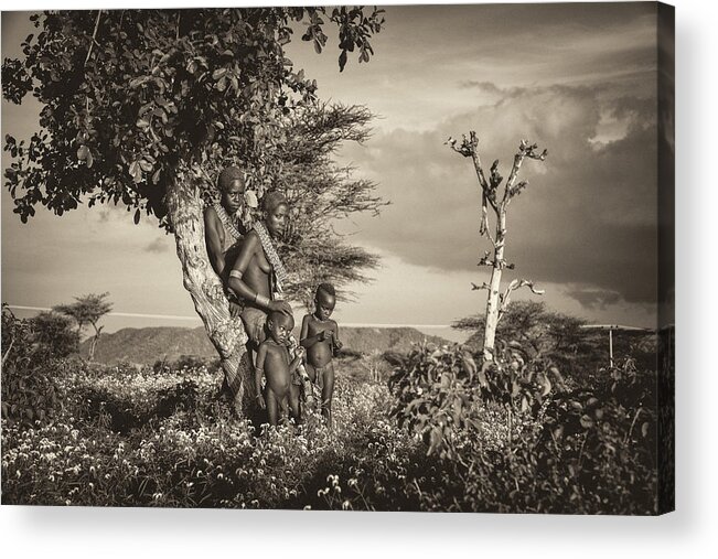 Africa Acrylic Print featuring the photograph Tribes Family by Sohel Parvez Haque