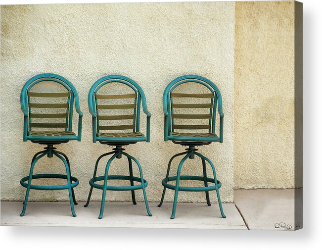 Chairs Acrylic Print featuring the photograph Trio Seationg by Dee Browning