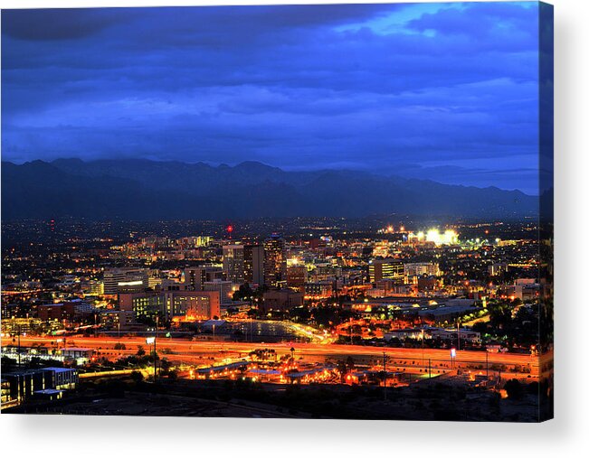 Tucson Acrylic Print featuring the photograph Tucson Cloudy Twilight by Chance Kafka
