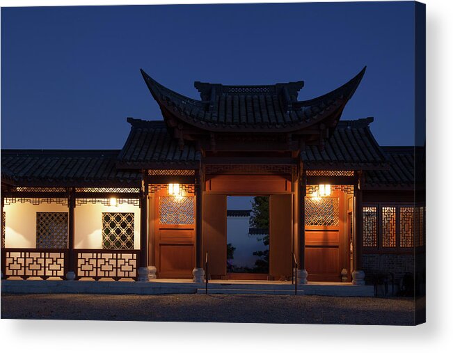 Chinese Garden Acrylic Print featuring the photograph Twilight at the Gate by Briand Sanderson