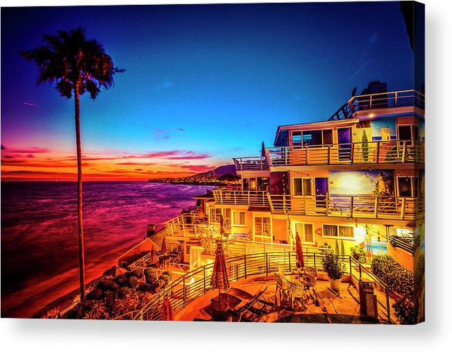 Top Artist Acrylic Print featuring the photograph Twilight Laguna Riviera Beach Resort by Amyn Nasser