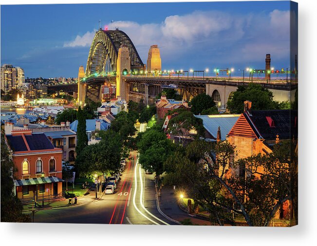 Tranquility Acrylic Print featuring the photograph Twilight Over The Harbour Bridge by Photography By Maico Presente