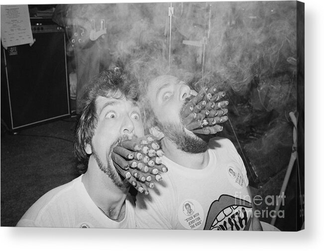 Smoking Acrylic Print featuring the photograph Two Men Smoking 27 Cigars by Bettmann