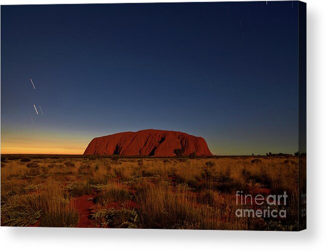 Uluru-kata Tjuta National Park Acrylic Print featuring the photograph Uluru In The Moonlight by Simonbradfield