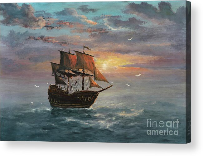 Art Acrylic Print featuring the digital art Under Sail by Pobytov