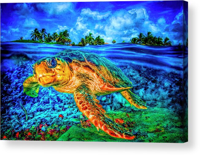 Clouds Acrylic Print featuring the photograph Under the Waves in Bright Colors by Debra and Dave Vanderlaan