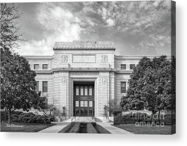 University Of Kansas Acrylic Print featuring the photograph University of Kansas Strong Hall by University Icons