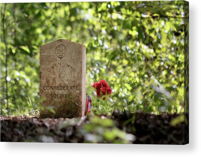 Gravestone Acrylic Print featuring the photograph Unknown Confederate Soldier by Susan Rissi Tregoning