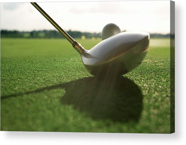 Shadow Acrylic Print featuring the photograph Unseen Golfer Teeing Off, Close Up On by Nick Dolding