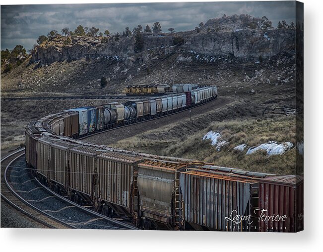 Trains Acrylic Print featuring the photograph UP Freight by Laura Terriere