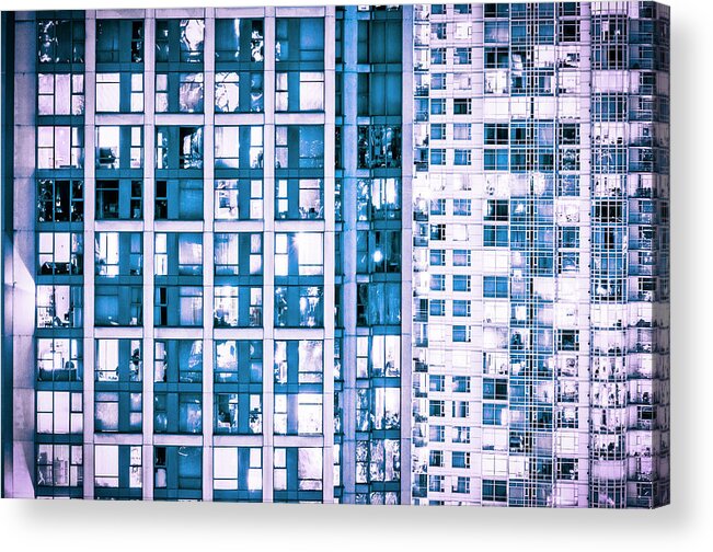 Architecture Acrylic Print featuring the photograph Vancouver Urban Sprawl Grid Moonlit - British Columbia Canada by Neptune - Amyn Nasser Photographer