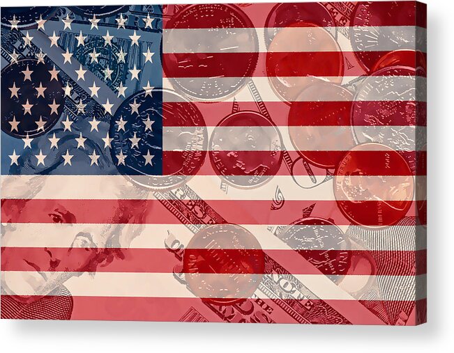 Us Acrylic Print featuring the painting US currency by Jeelan Clark