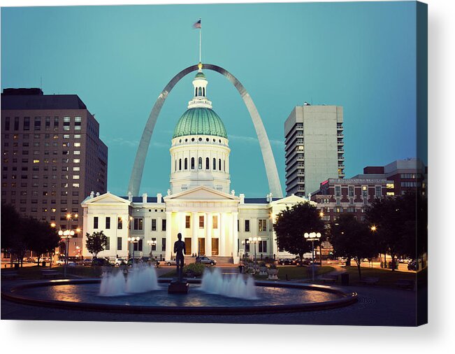 Arch Acrylic Print featuring the photograph Usa, Missouri, St. Louis, Fountain And by Tetra Images - Henryk Sadura