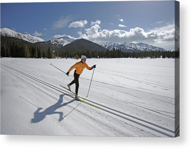 Ski Pole Acrylic Print featuring the photograph Usa, Sun Valley, Idaho, Mature Man by Karl Weatherly