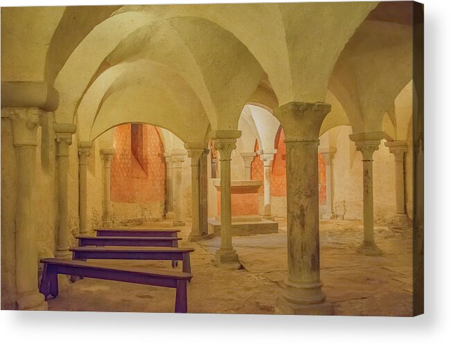 Relics Acrylic Print featuring the photograph Vezelay Abbey Crypt and Relics Area by Marcy Wielfaert