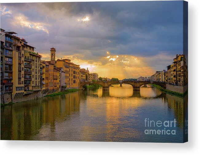 Arno River Acrylic Print featuring the photograph View of the Arno from the Ponte Vecchio by Diane Diederich