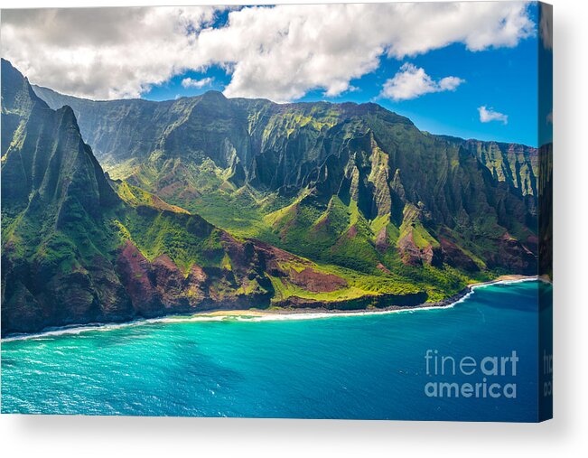 Mountains Acrylic Print featuring the photograph View On Napali Coast On Kauai Island by Alexander Demyanenko