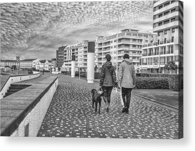 Person Acrylic Print featuring the photograph Walking In The City by Fernando Abreu