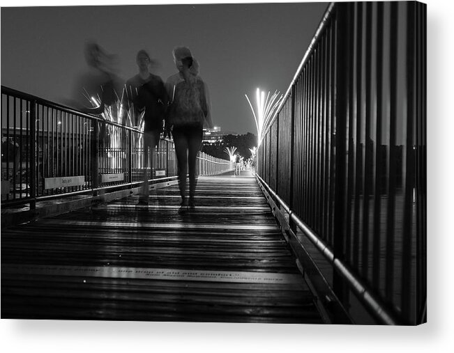 Richmond Va Acrylic Print featuring the photograph Walking on the the Tyler Potterfield Memorial Bridge by Doug Ash
