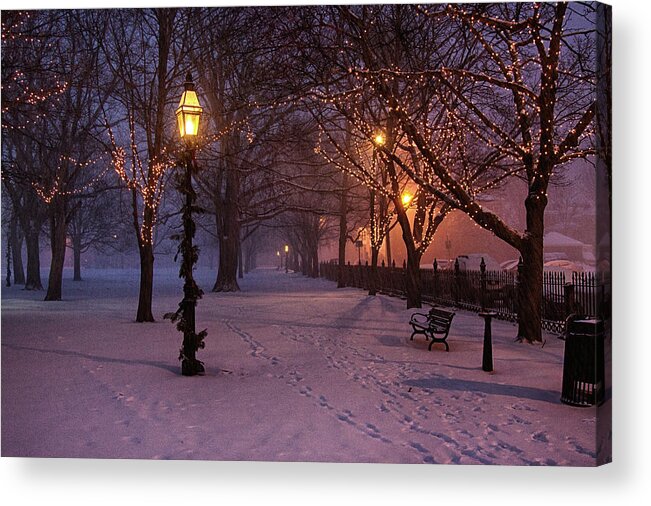 Salem Common Acrylic Print featuring the digital art Walking the path on Salem MA Common by Jeff Folger