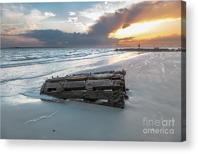Sunset Acrylic Print featuring the photograph Washed Ahore - Sullivan's Island South Carolina by Dale Powell