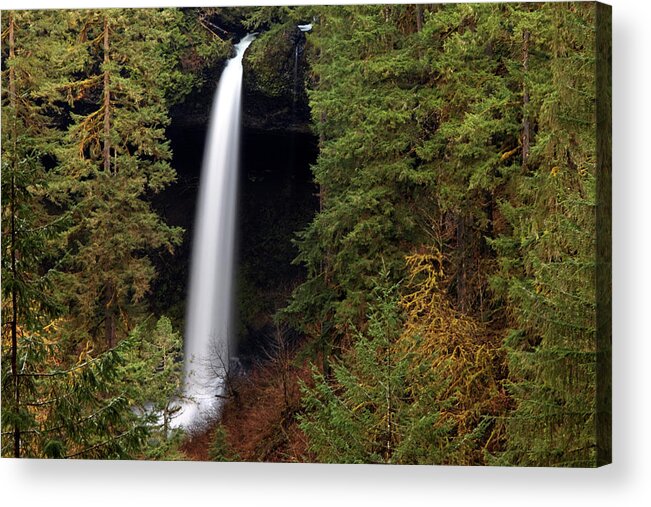 Scenics Acrylic Print featuring the photograph Waterfall Framed With Forest by By Kurt Stricker