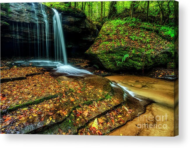 Waterfall Acrylic Print featuring the photograph Waterfall Stair Steps in Autumn by Thomas R Fletcher