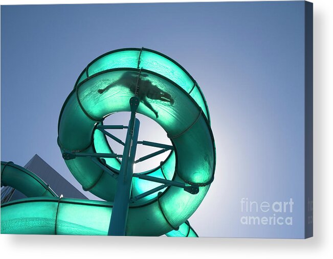 People Acrylic Print featuring the photograph Waterslide, Backlit by Susan stewart