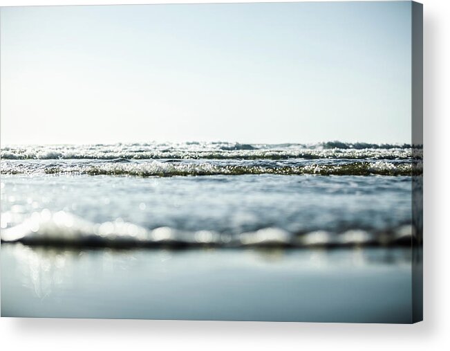 Tranquility Acrylic Print featuring the photograph Waves Washing Into A Beach by Steven Errico