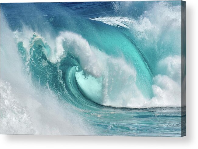 Nature Acrylic Print featuring the photograph When The Ocean Turns Into Blue Fire by Daniel Montero