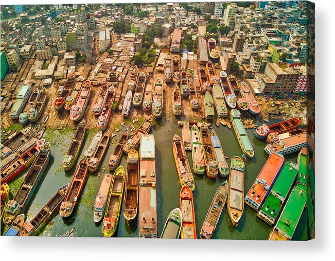 Shipyard Acrylic Print featuring the photograph Where The City Ends And The Ships Begin by Azim Khan Ronnie